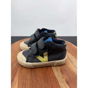 Victoria tribu High Top Sneakers Kids 25 8.5 Black Yellow Checkered Fleece Lined